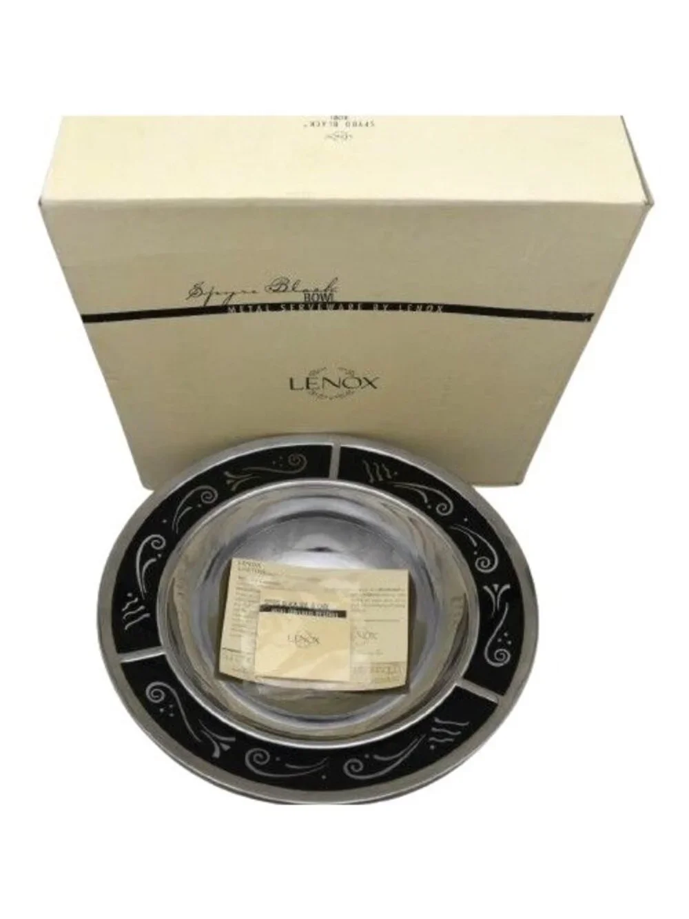 Lenox Spyro Black Metal 13 Inch Serving Bowl With Box New